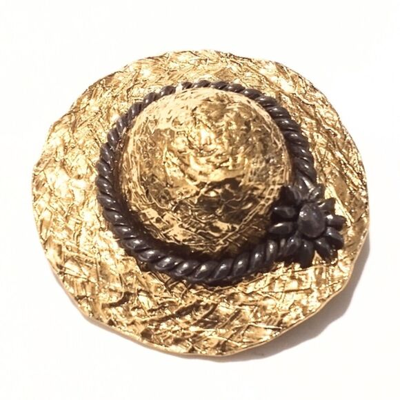 Premier Designs Gold and Silver Tone Summer Hat Brooch - Picture 1 of 5